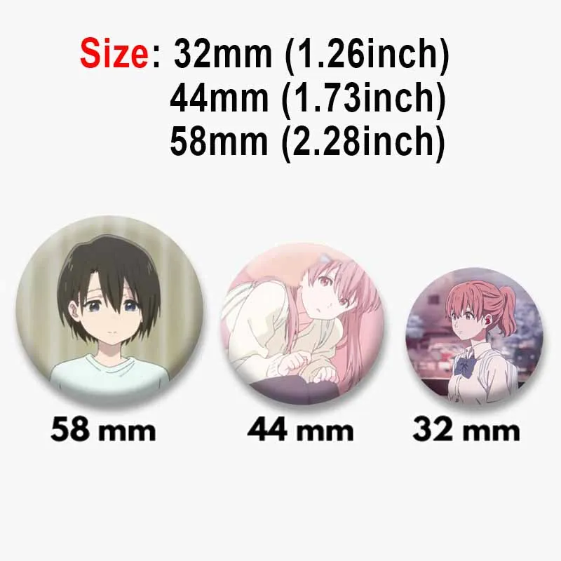 32/58mm Anime Movie A Silent Voice Coin Badge Tinplate Round Cartoon Brooch Pins on Backpack Clothing Accessories Jewelry Gifts