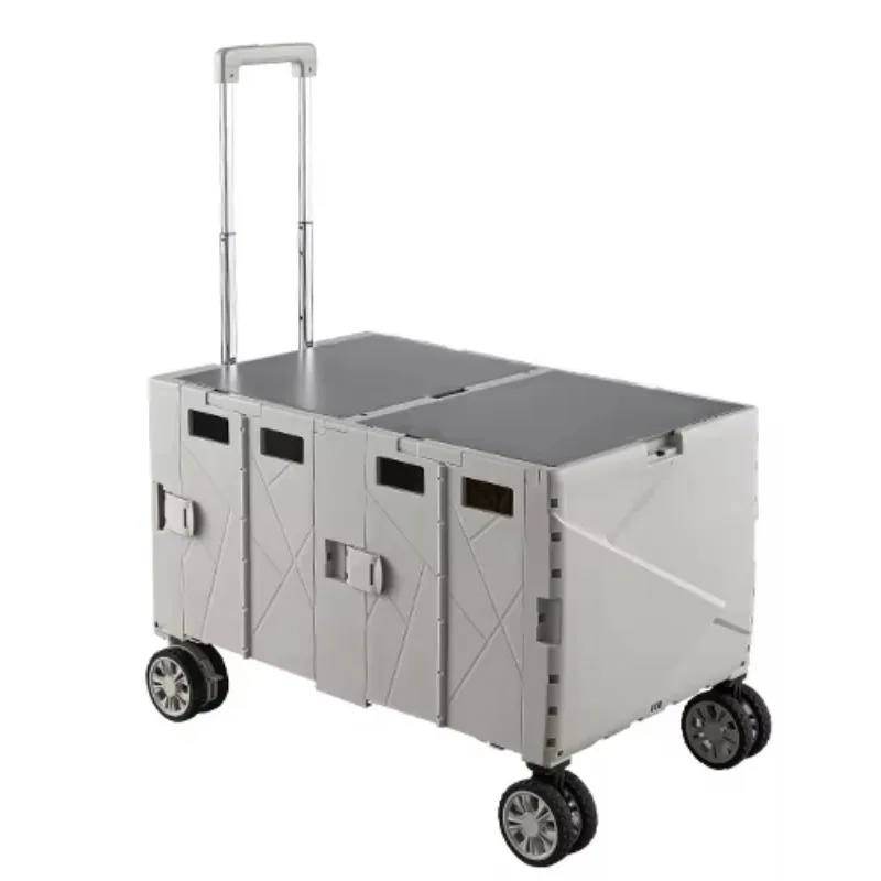 

2025 New 140L Large Capacity Folding Campervan Trolley Carts Universal Wheels Brakes Foldable Climbing Shopping Trolleys Carts