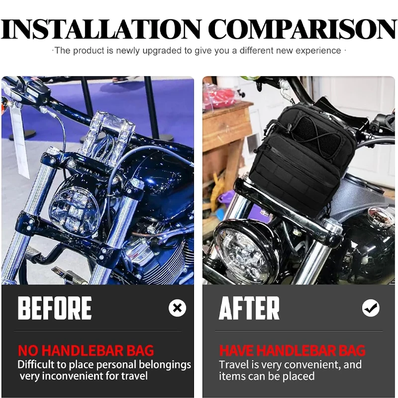Universal Club Style Front Handle Bars Bags T-Bar Bag Tool Pouch For Harley Softail Low Rider ST Bobber Cafe Racer Travel Bag