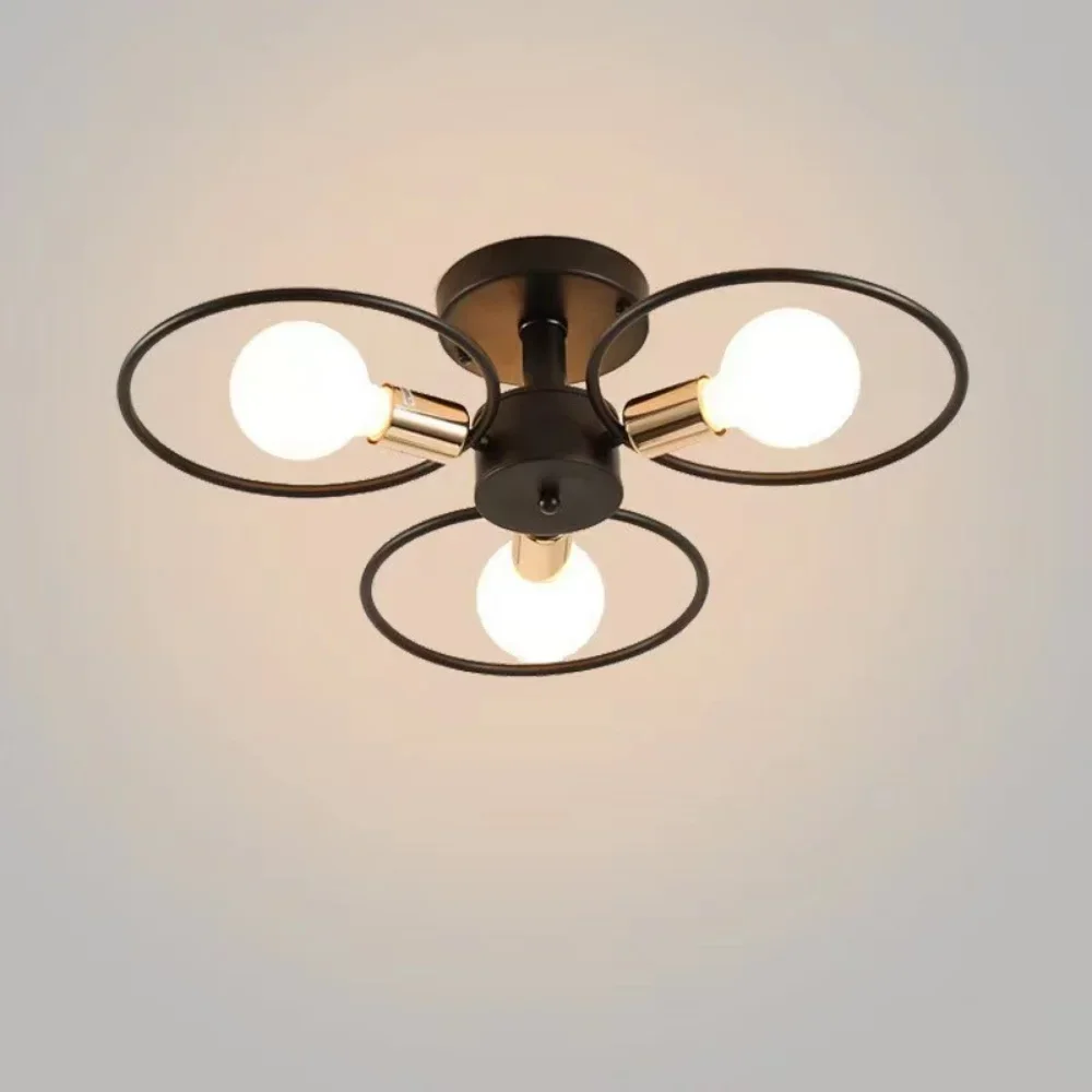 Modern Nordic Wave LED Ceiling Light for Living Room 3 Heads Black Gold for Living Room Modern Simplicity LED Ceiling Lamp