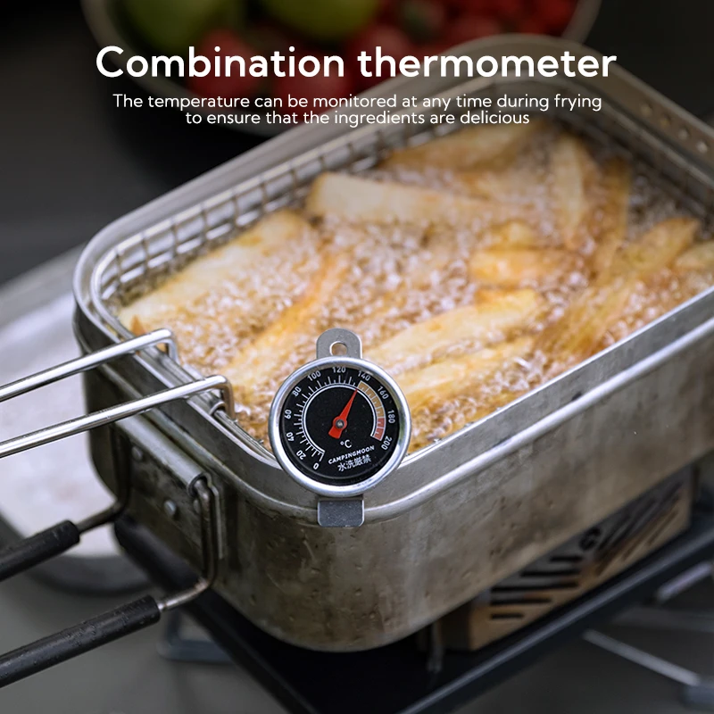 شبكات وسلال مقلية خارجية من CAMPINGMOO، قابلة للطي للتخييم 304 بطاطس مقلية مقلية من الفولاذ المقاوم للصدأ، صناديق غداء للنزهات، S-1218