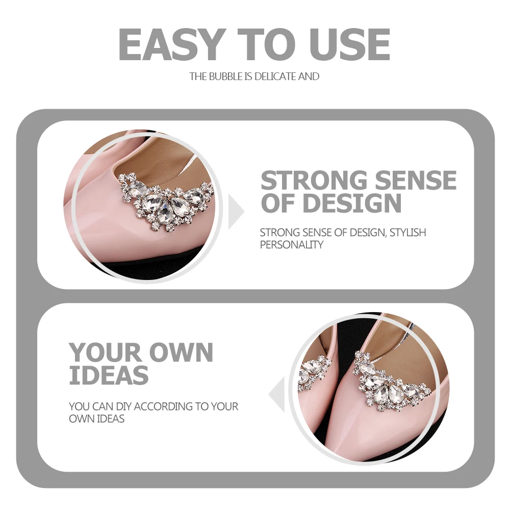 

Rhinestone Shoe Flower Buckle Wedding Decor Detachable Clips for Flats Boots Sandals Sparkling Shoes Accessory Bride Shoe