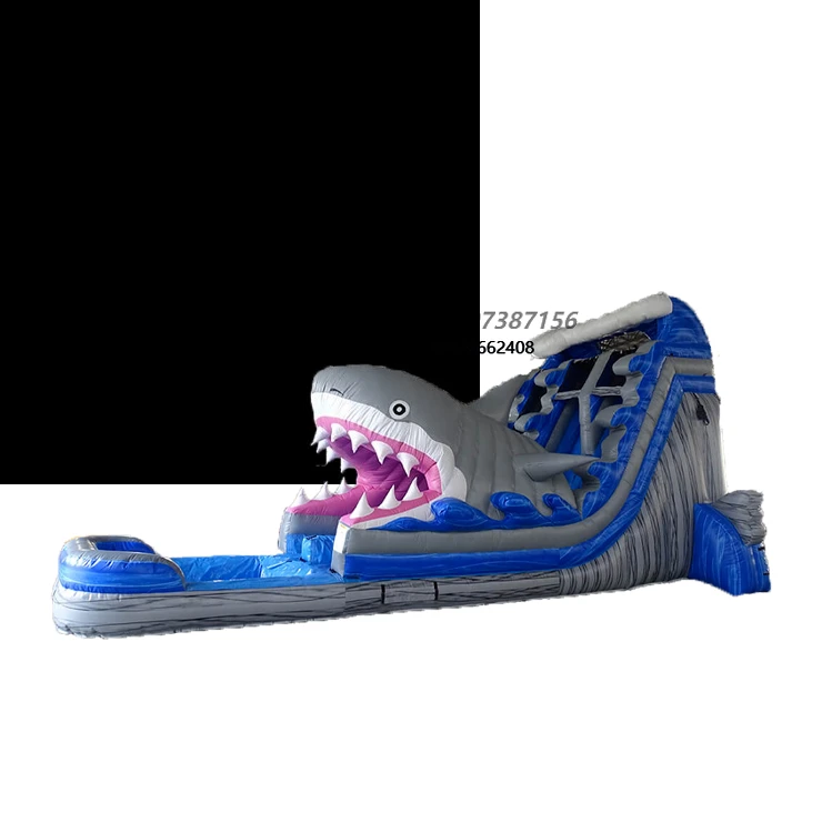 Commercial Shark Attack Inflatable Slide Jumper Adult Size Inflatable Large Water Slides with Pool