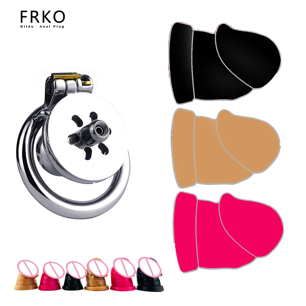 

FRKO Penis Cock Ring Chastity Device With Urethral Catheter Silicone Dildo Stainless Steel Fetish Sex Tooys For Man Gay BDSM 18+