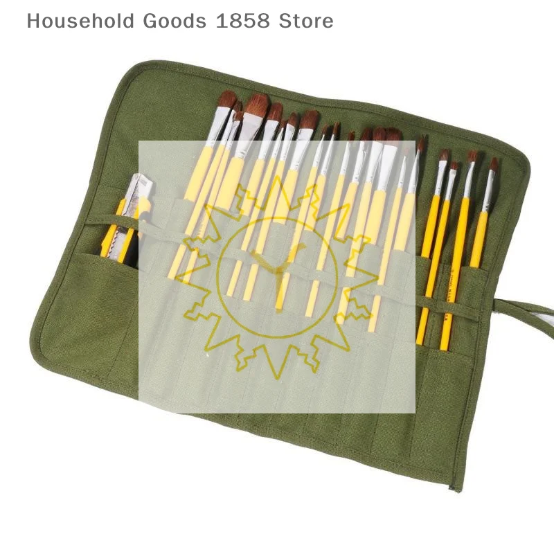 Painting Brushes Canvas Storage Bag, 22 Slots Watercolour And Gouache Brushes Calligraphy Brushes Storage Bag, Roll Up Pen Bag