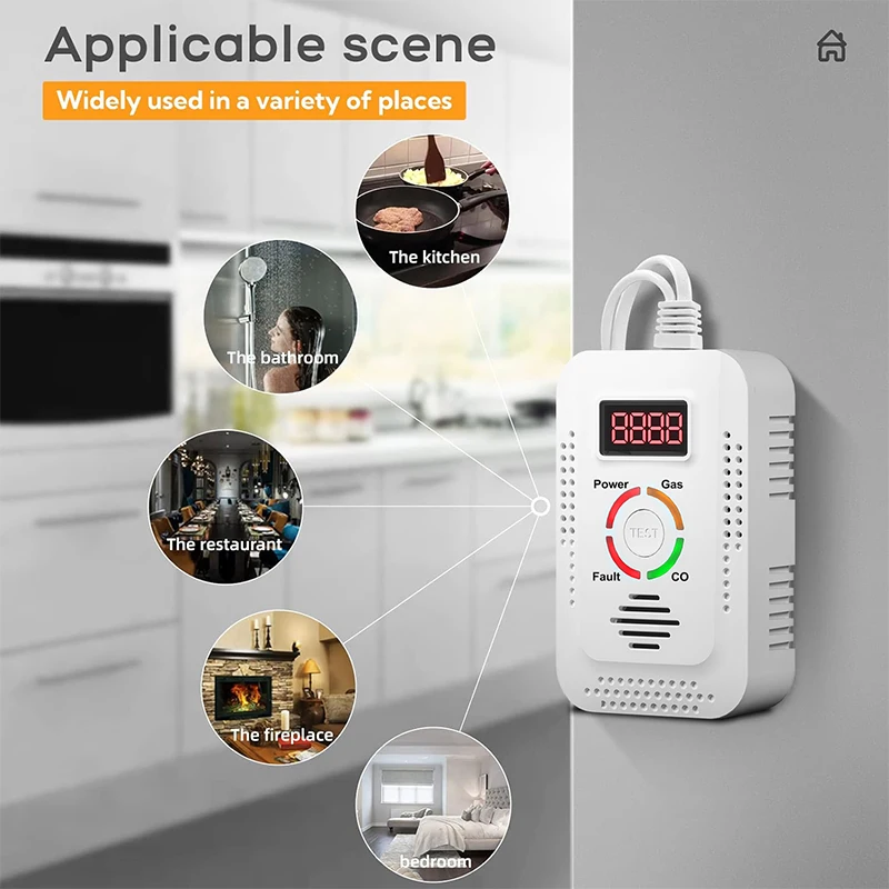 2 In 1 Alarm Household CO Natural Gas Leakage Composite Detector ,Combustible Gas Leak Detector Monitor For Lng, Lpg, Methane