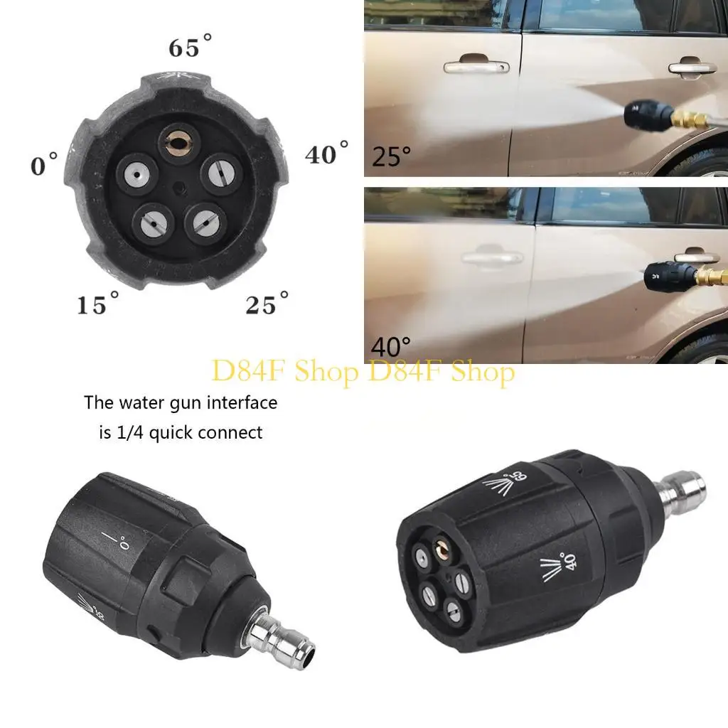 D84F 80Bar 1/4 Quick Connector Stainless Washing Nozzle Black Sprayings