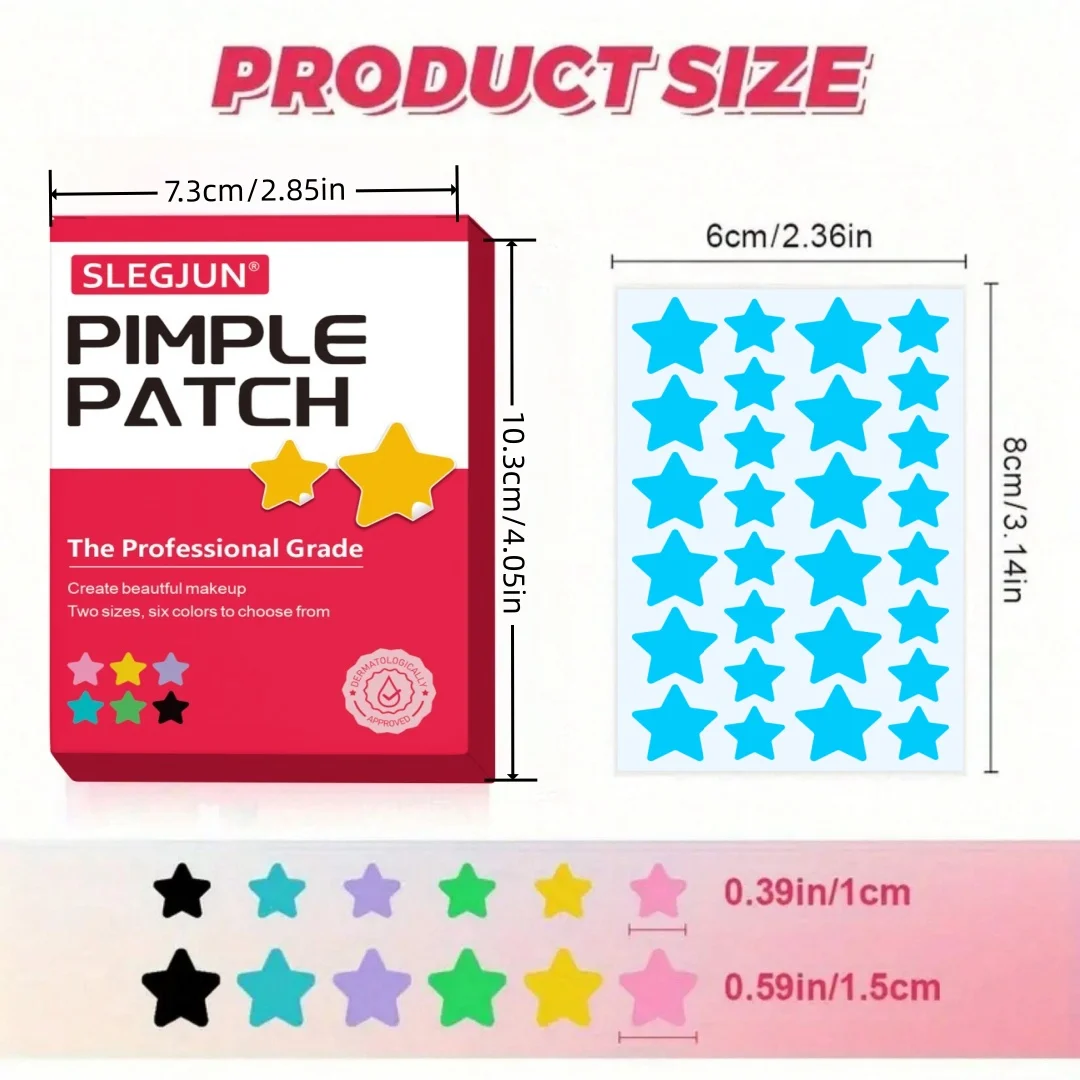 336 قطعة من ملصقات كونسيلر متعددة الألوان على شكل نجمة، ملصق حب الشباب على شكل نجمة، مقاوم للماء وجيد التهوية، للاستخدام اليومي للوجه #3