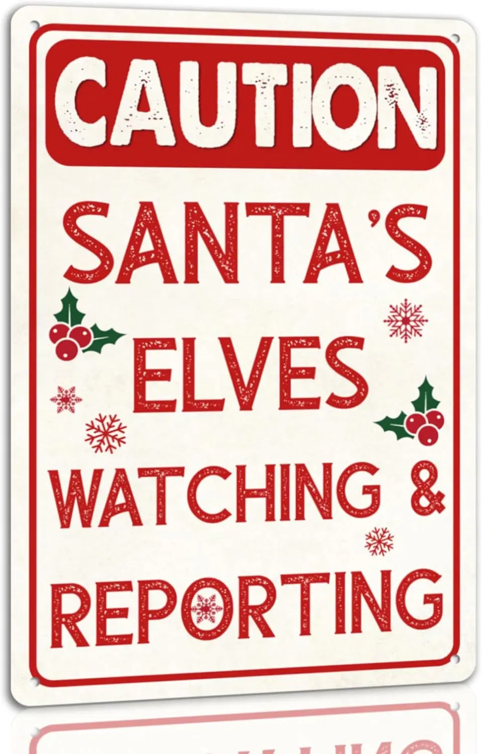 Caution Santa's Elves Watching And Reporting Tin Sign Funny Christmas Metal Signs Retro Santa Sign Christmas Wall Art Decor