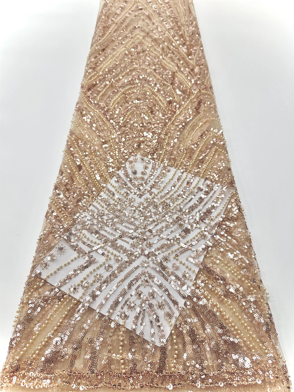

African Nigerian 2025 Beaded Emboridery Lace High-End Luxury French Sequin Net Lace Fabric For Wedding Party Dress Women