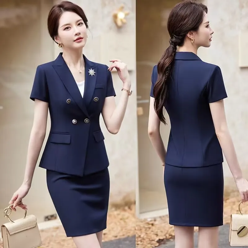 Business Wear Temperament Goddess Style Short Sleeve Summer Suit Suit Female Hotel Manager Sales Department Jewelry Shop Workwea