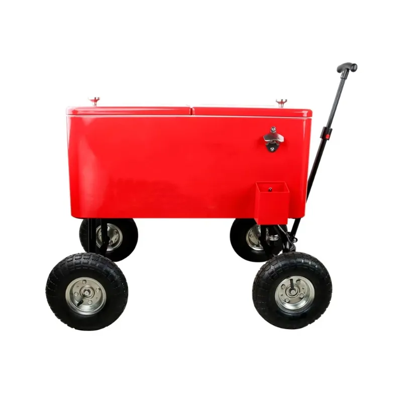 All Terrain Outdoor Wagon Cooler 80 Quart Party Roller Cart Mobile Freezer Box for Camping Picnics Beach Park Events