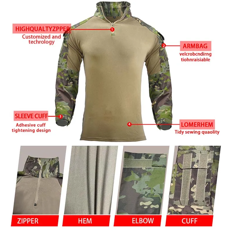 Tactical Jackets Uniform Hunting Clothes Outdoor Tracksuits Paintball Men Clothing Combat Suits Shirt Pants with Pad