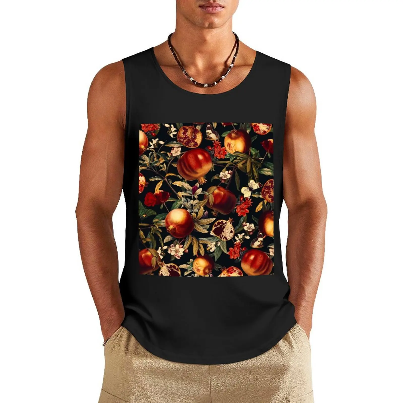 

Pomegranate Garden II - Night Tank Top Men's sports t-shirt Men gym sportswear t-shirts man fashion 2025 man