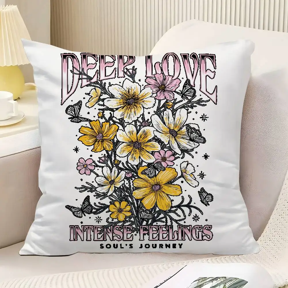 Fashion Flowers Throw Pillow Cover Neutral Decor Cushion Cover Soft Sofa Couch Bed Home Decor Pillow Case