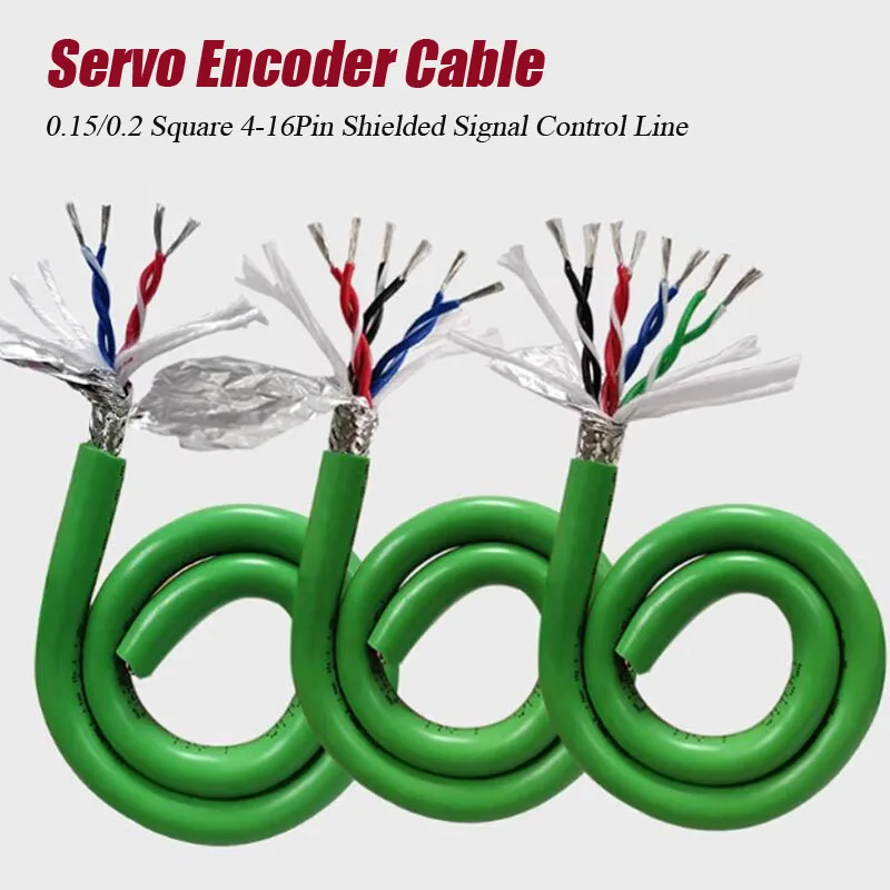 0.15/0.2 Square Shielded Twisted Pair Servo Encoder Cable 4/6/8/12/14/16 Pin Automation Equipment Signal Control Line 1-5Meters