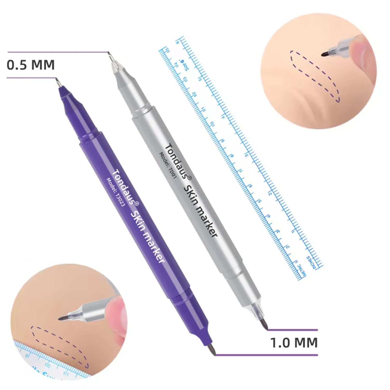 High Quality Embroidery Positioning Pen, Eyebrow, Frame, Mark, Marker Pen, Purple Ink, White Silver Purple Head Packaging