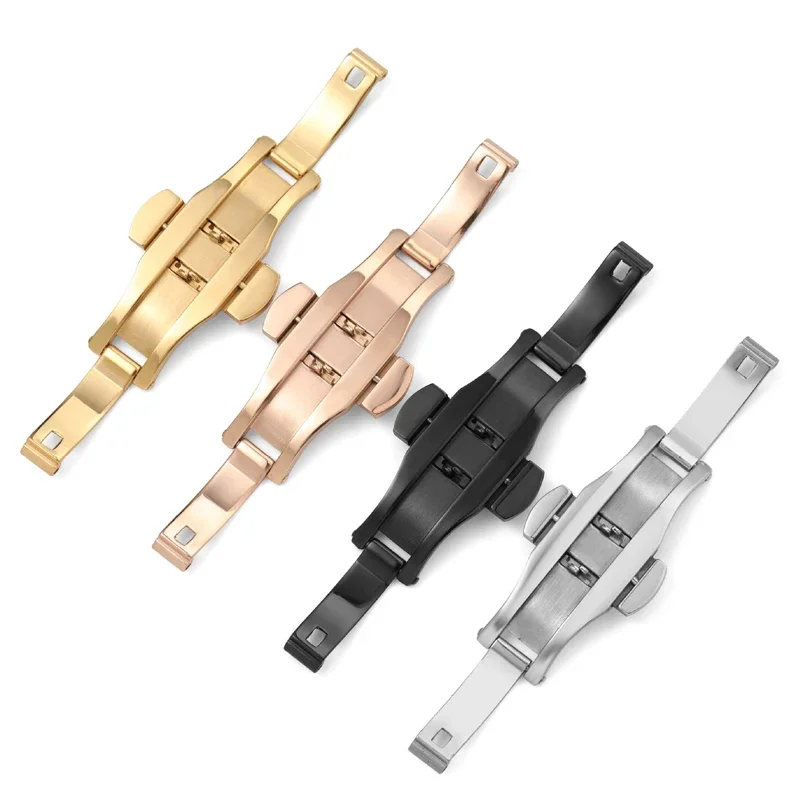 304 Stainless Steel Watch Buckle 5mm 6mm Metal Butterfly Clasp Accessoriess Silver Gold Solid Fold Buckle Bracelet Replacement