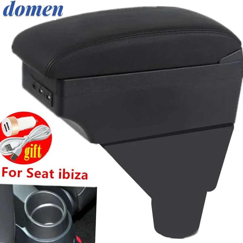 

For Seat Ibiza central Store content Storage box armrest box with cup holder ashtray USB interface