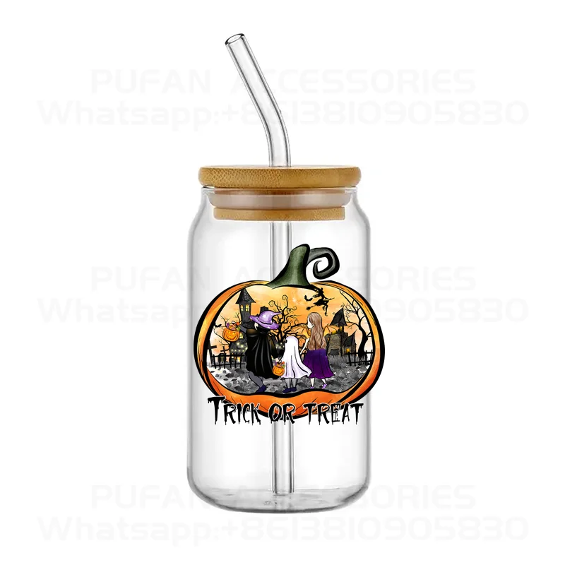 3D UV DTF Transfers Stickers 16oz Cup Wraps Halloween Printed For Glasses Can