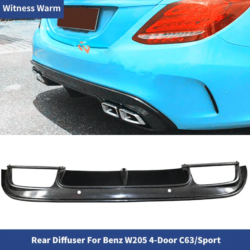 for W205 S205 Carbon Fiber Rear Bumper Lip Spoiler Diffuser for Benz C180 C200 C300 C43 Amg C63 /sport Bumper 2015 - 2018