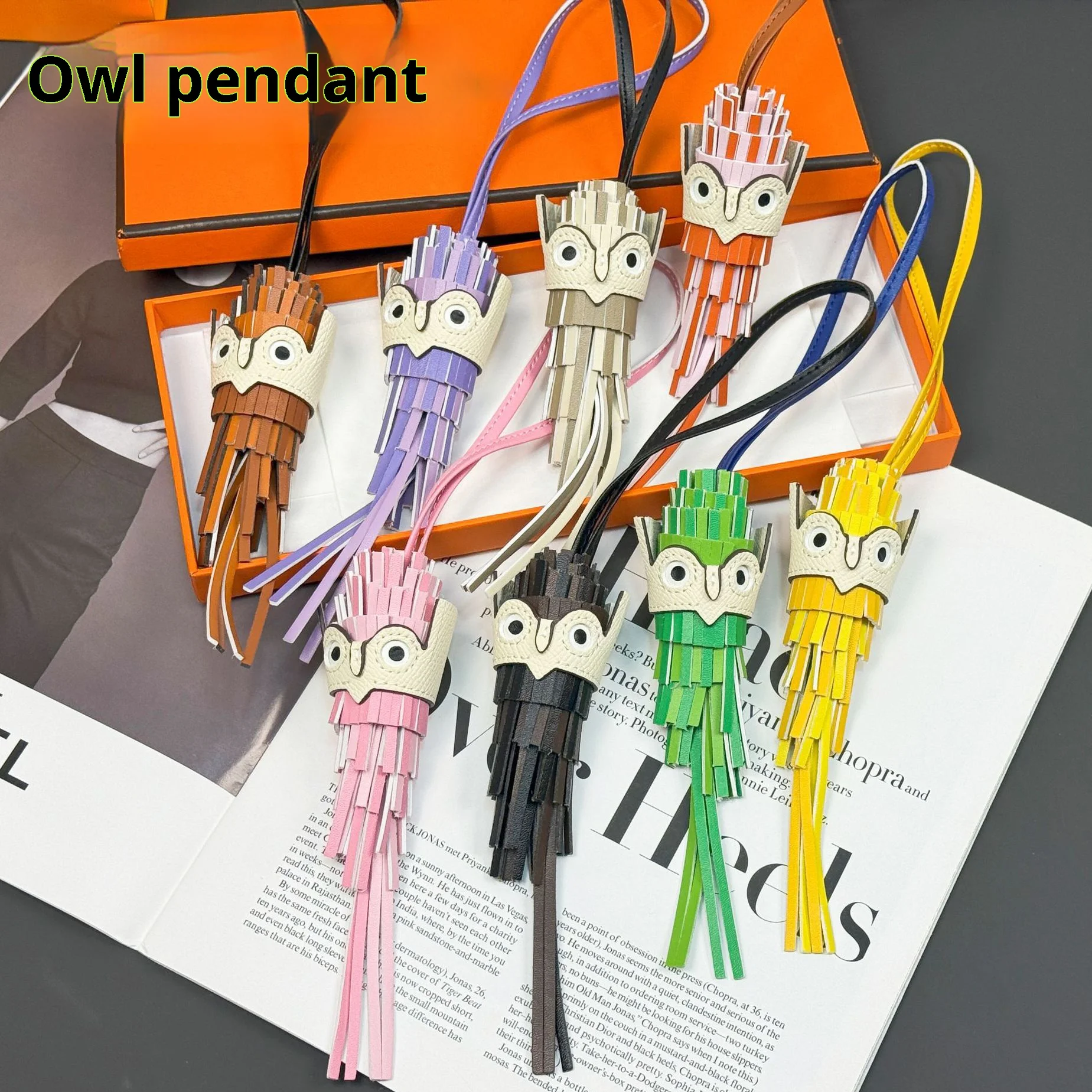 البومة مخيط يدويا شرابة حقيبة سحر للنساء حقيبة معلقة قلادة بو الجلود الطيور دمية حقيبة الملحقات