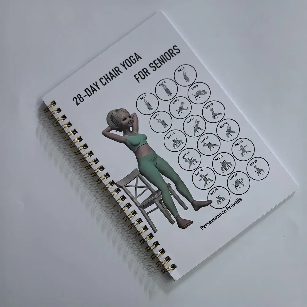 تحدي اليوغا للكرسي لمدة 28 يومًا لكبار السن: دفتر ملاحظات فارغ لتشكيل الجسم وإدارة فقدان الوزن ومتتبع الأهداف اليومية