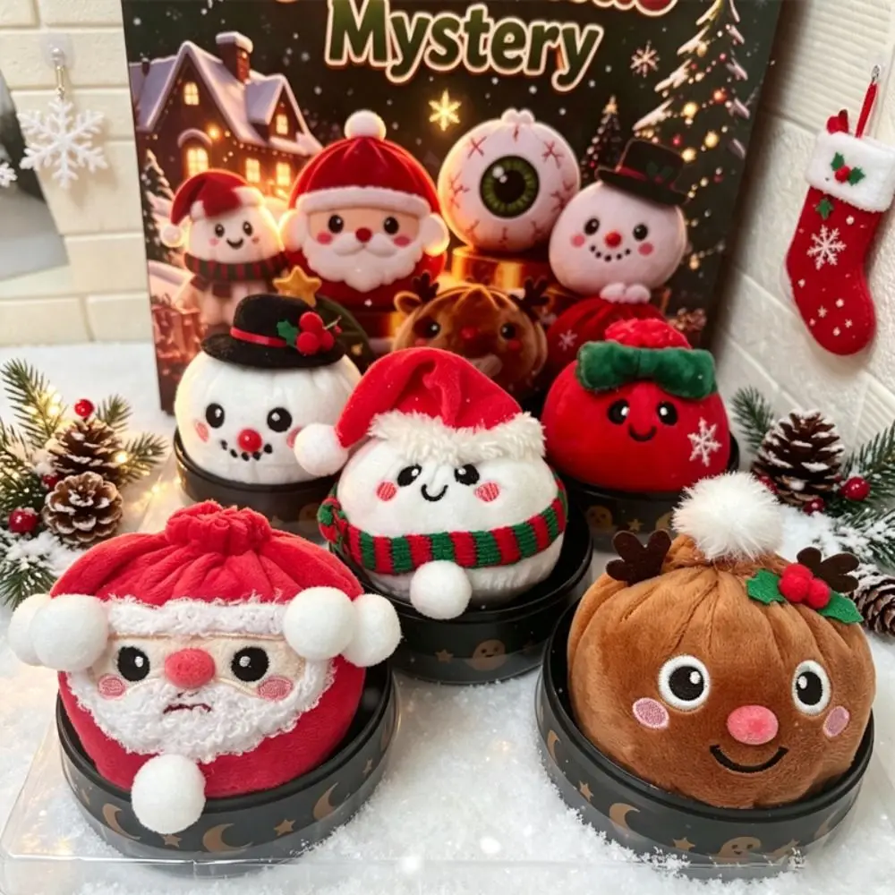 New Christmas Dumpling Squeeze Toys Santa Claus Elk Doll Sensory Toy with Tray Snowman Pinching Party