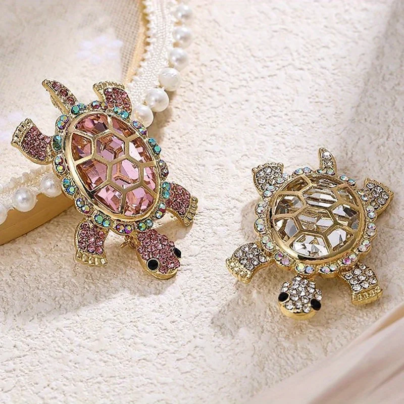 New Fashion badge Vintage Classic Pink Crystal Turtle spilla Premium Fine Jewelry squisiti accessori per spille animali corpetto