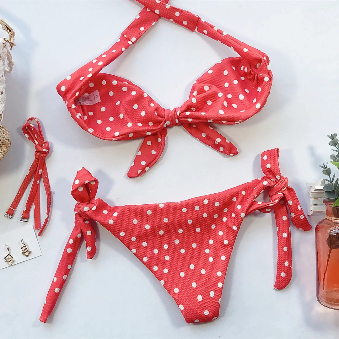 Sexy Leoparden-Polka-Dot-Bikini mit Knoten, brasilianischer Stil, Damen-Badeanzug, zweiteiliges Bikini-Set, Badebekleidung, Badeanzug V643 – Detail 29