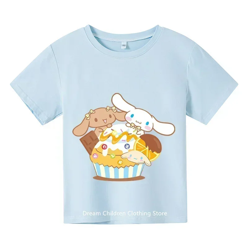 Cinnamoroll T-shirt Children's Short-sleeved New Summer Clothes Girly Heart Soft Clothes Kawaii Birthday Gift