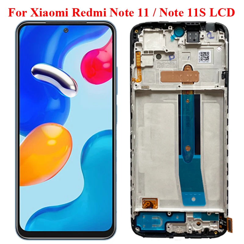 

LCD For Xiaomi Note 11 Note 11s Display Touch Screen With Frame For Redmi Note 11 2201117TG Note 11s 2201117SG lCD