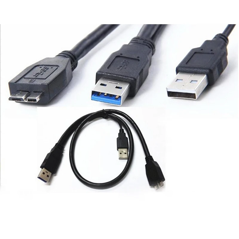 HDD Hard Drive Power Cable USB 3.0 Male To Micro B Male Y Wire Splitter with Extra usb Power Cord Adapter Dual USB Extend Line