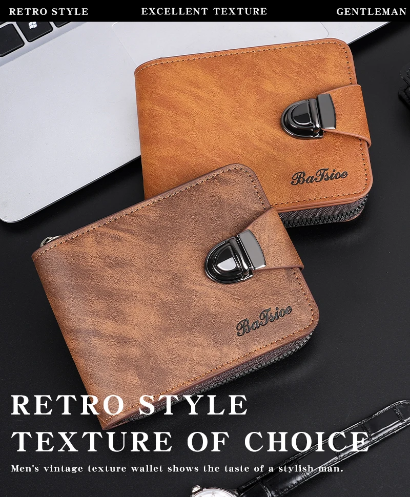 Neue männer brieftasche kurze reißverschluss tasche große kapazität multi-kartensteckplatz kleine nehmen tasche business retro brieftasche