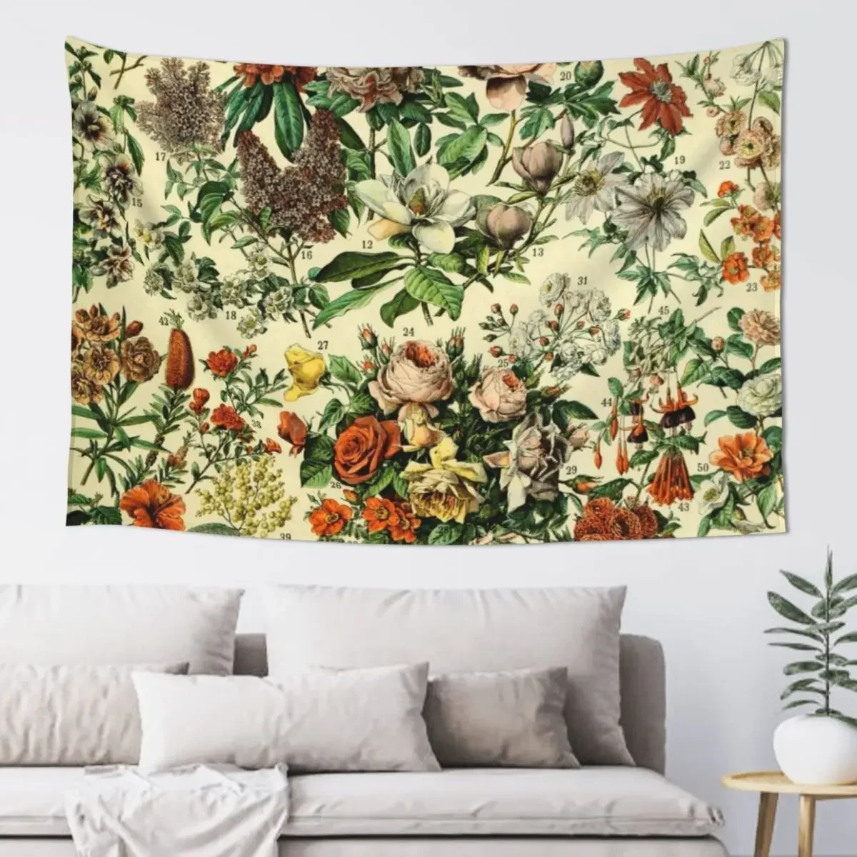 Adolphe Millot Fleurs Vintage Flowers Tapestry Wall Decor Mushroom Cute Decor Tapestry