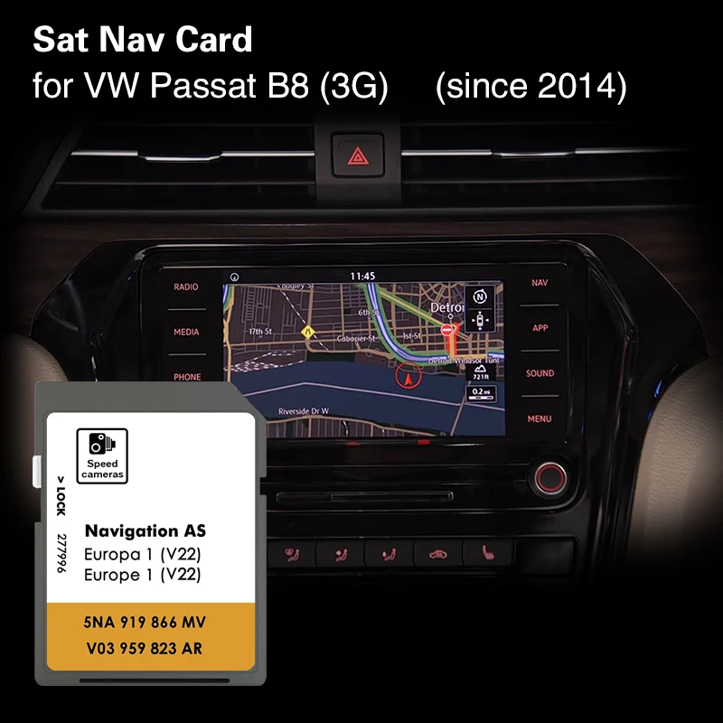 

Для VW Passat B8 (3G) из 2014 года Sat Nav 32 ГБ Карта Навигации Испания Великобритания ЕС Польша Автомобильная SD-карта