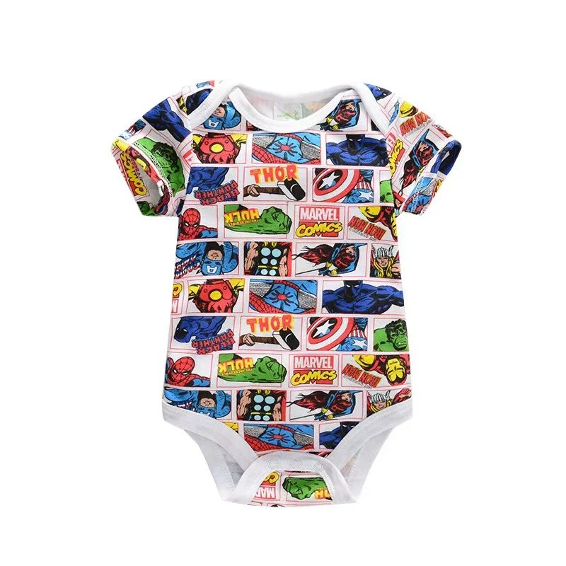 5 Pcs/Lot Summer Newborn Baby Boys Romper Cartoon Marvel Spiderman Panter Cotton One Pieces Toddler Short Sleeve Jumpsuits 0-18M