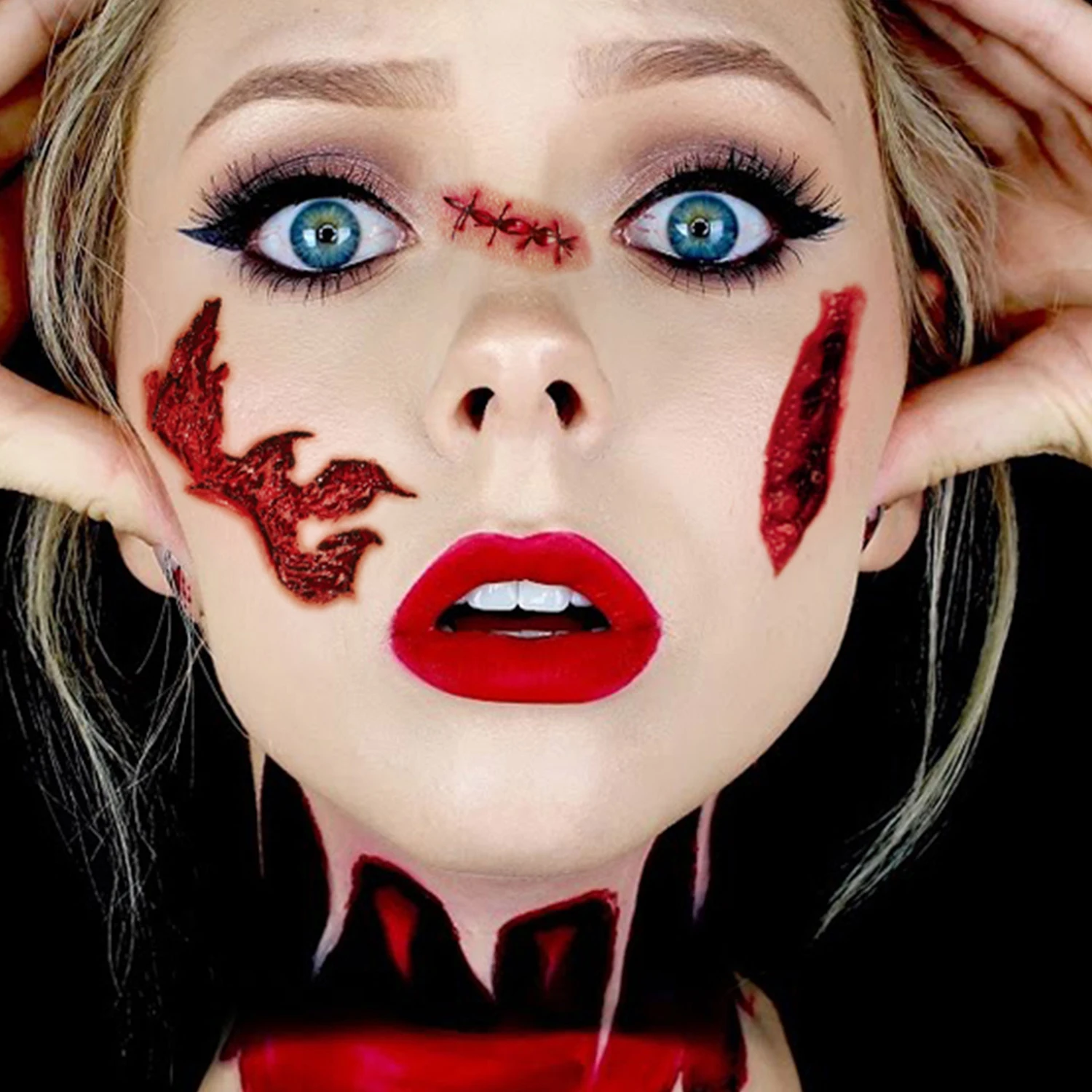 مجموعة ملصقات وشم مؤقتة مكونة من 10 قطع، تصميمات واقعية للجروح والندبات، مقاومة للماء، وشم فني لحفلات الهالوين للجسم والذراع #2