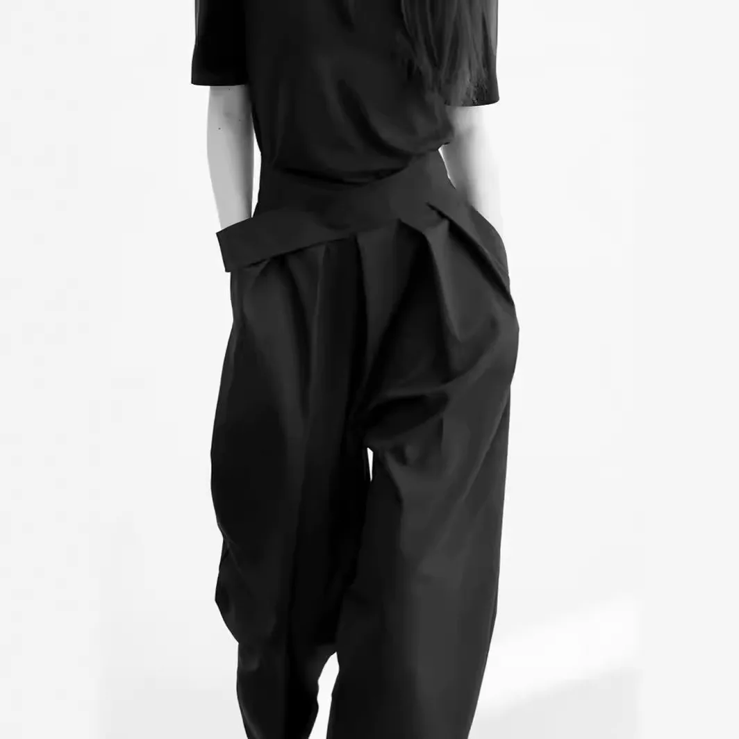 

2026 New Women Black Suit Wide Leg Pants High Waist Draped Slim Fit Floor Length Loose Casual Trousers Spring Daily Streetwear