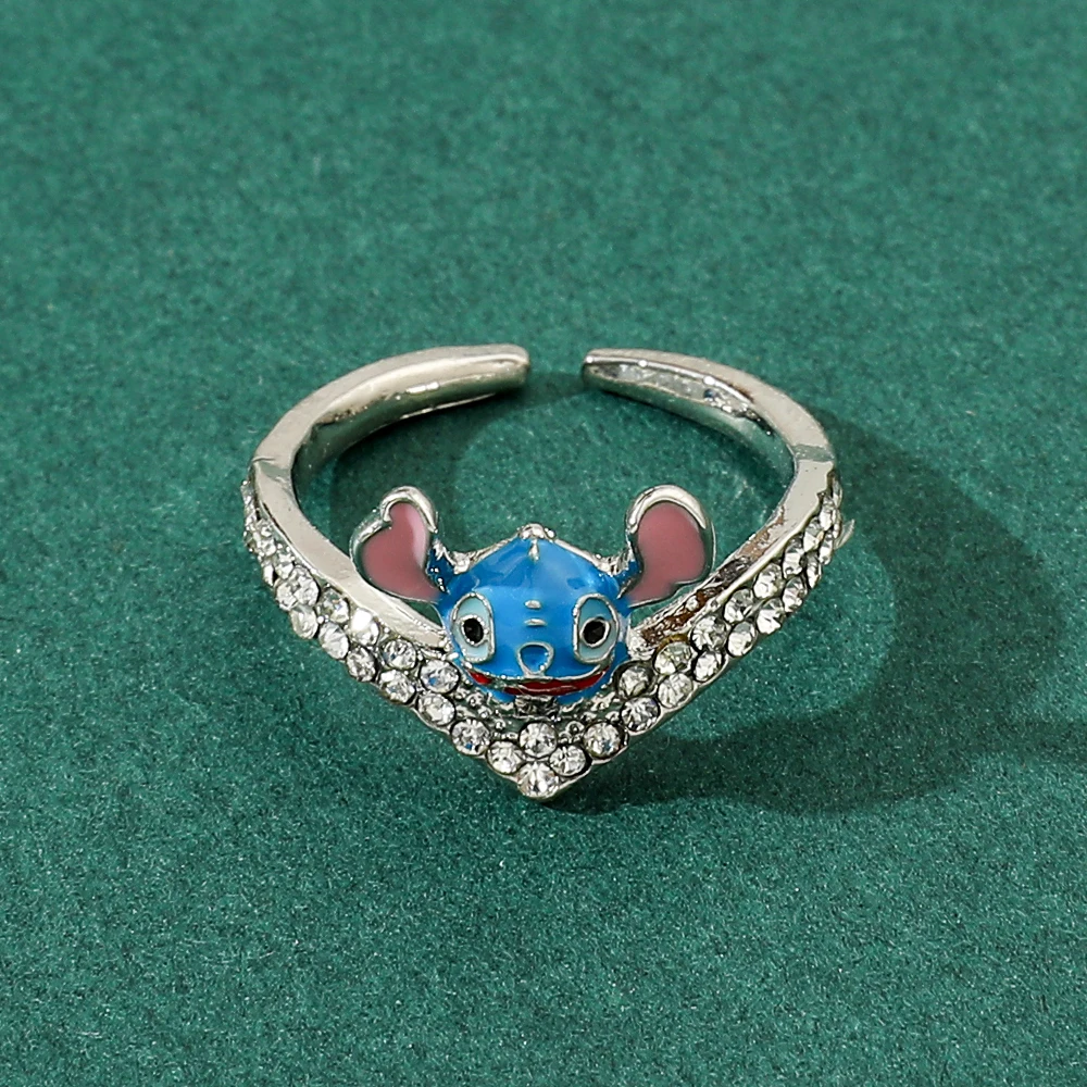 Anime peripherals Lilo & Stitch sweet cute Stitch heart shaped rings mini Opening Stitch rings deliver girlfriend romantic gift