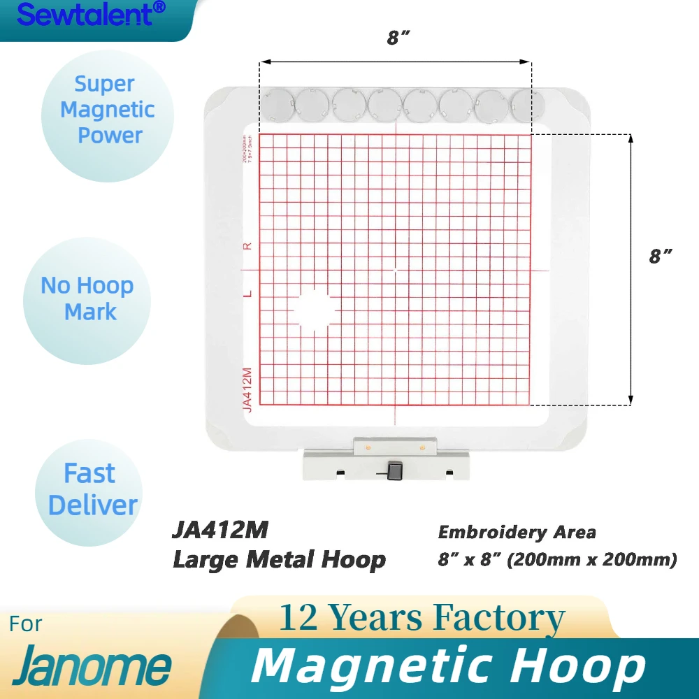 Magnetic Hoop for Janome MC 500E 400E 550E Memory Craft Elna Expressive 830 830L Metal Magnet Embroidery Machine Sash Frame