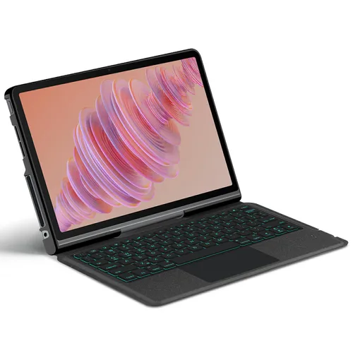 Imagen 2 del producto Funda de cuero para Lenovo Tab Plus + teclado compatible con Bluetooth con Trackpad retroiluminado