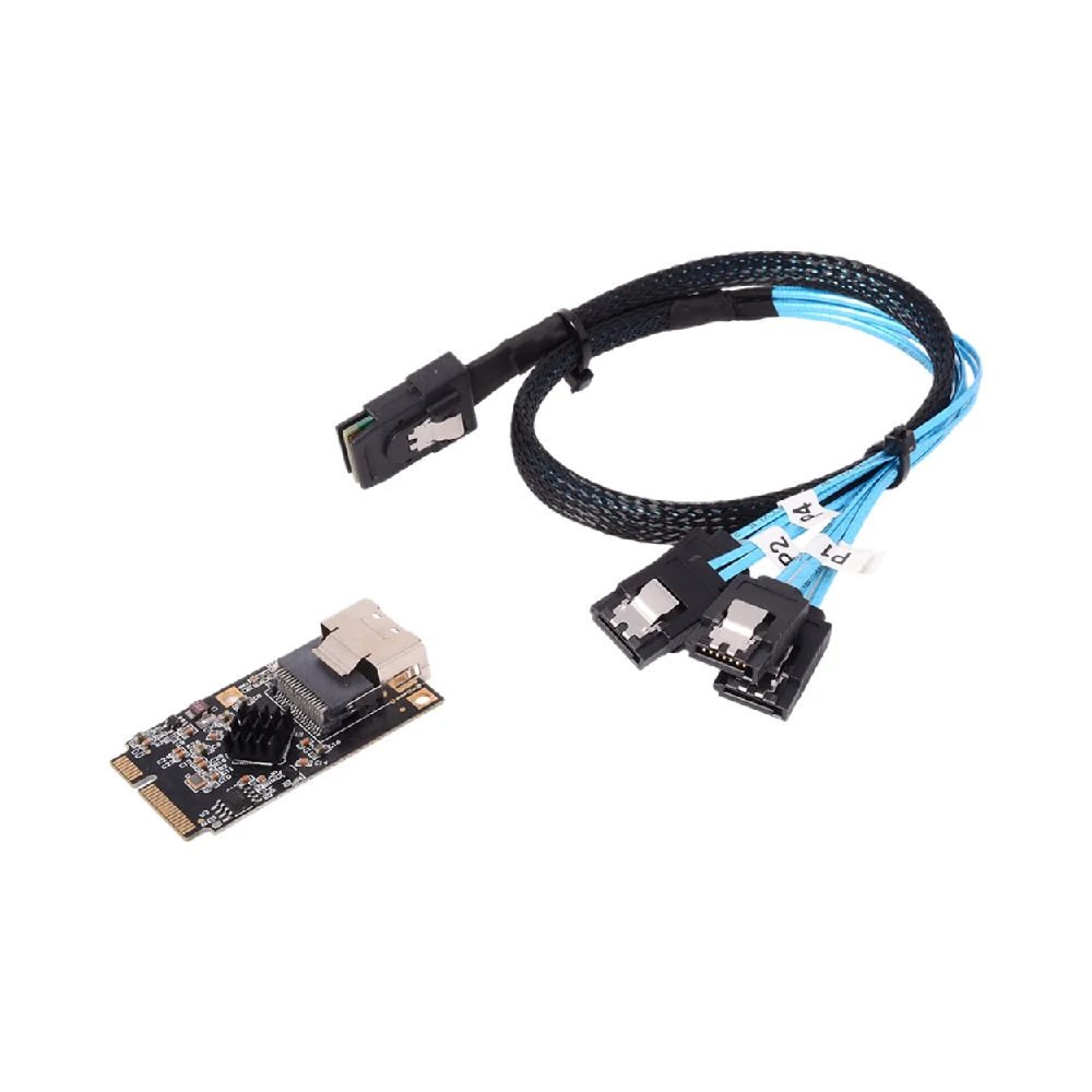 Mini PCIe To 4-port 6Gbps SATA SFF-8087 Expansion Card Straight Through for MINI PCIe WiFi ASM1064 Bridge Chip Not Support SAS