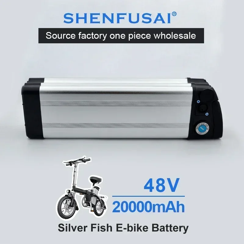 New Large Capacity Whitebait Bicycle Battery 36V48V20AH BMS350W, 500W, 750W + Charger