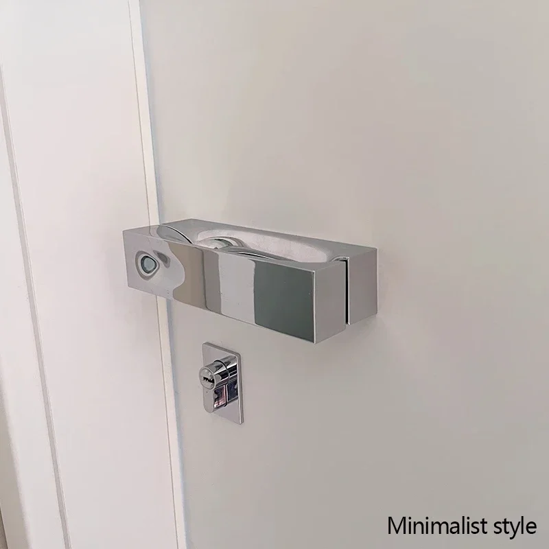 

Silver Silent Door Lock Minimalist Room Door Lock Modern Bauhaus Chrome Handle Design Double Open