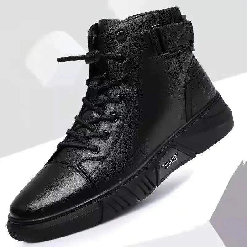 Black Trendy 2025 Warm Winter Men\'s Boots Vintage In Promotion Classic Original Deals Size 45 Retro Offer Fashion New Male Shoes