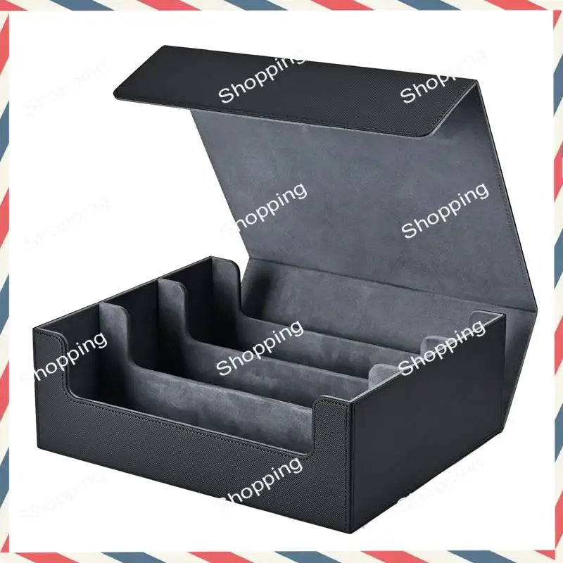 

M20K Card Storage Box For Trading Cards, Magnetic Closure Card Holder Top Side-Loading Deck Case Game Cards Box Black+Blue Durab