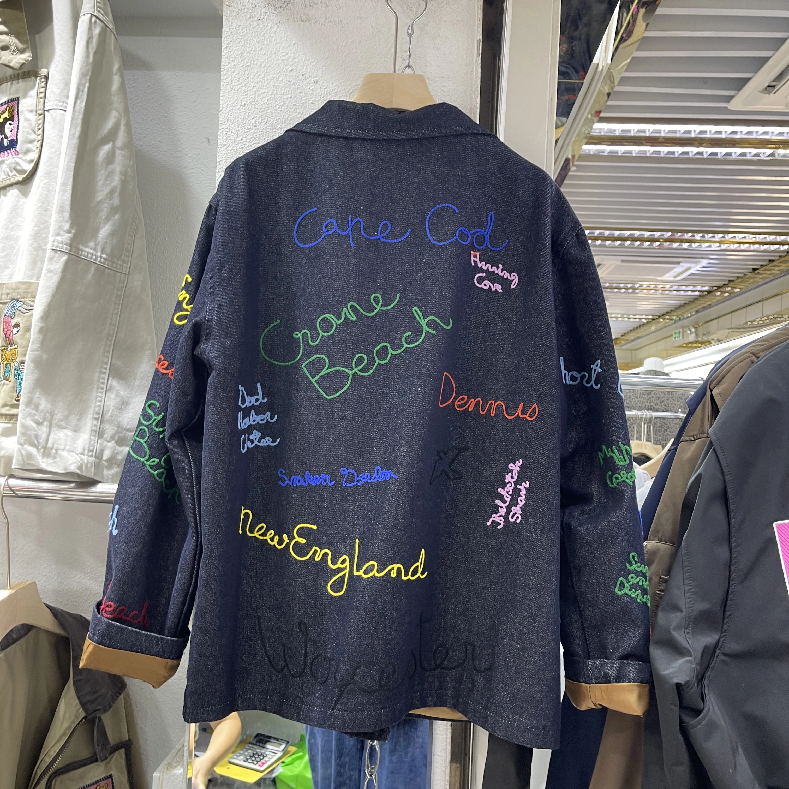 Denim Suit Jacket Chic Early Spring 2025 Autumn New Embroidered Design Retro Single-Breasted Denim Top for Women