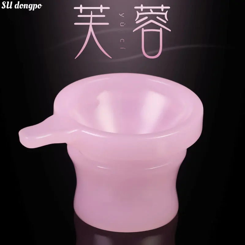 Furong Jade Porcelain Handle Tea Strainer Pink Glass Chinese Style Tea Separation Filter Tea Residue Funnel Accessories