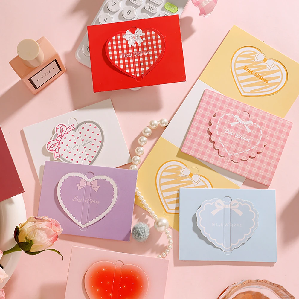 10 sheets Three fold Love 3D Cartoon Cute Creative DIY Birthday Card Valentine's Day Mother's Day